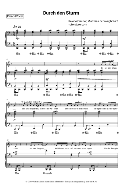 Ноты, аккорды Helene Fischer, Matthias Schweighöfer - Durch den Sturm