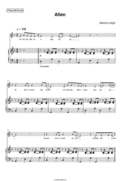 Ноты, аккорды Dennis Lloyd - Alien