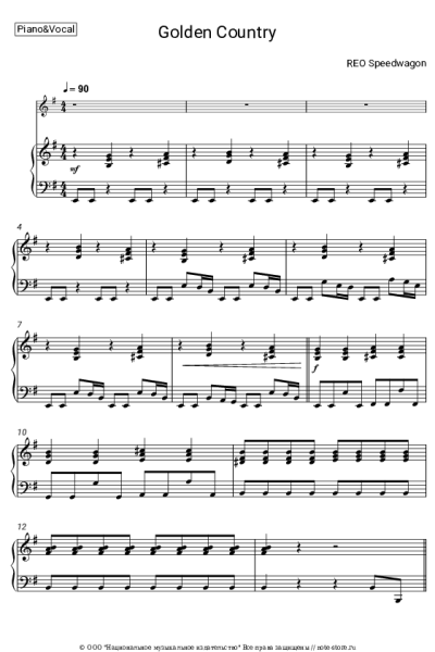 Ноты, аккорды REO Speedwagon - Golden Country