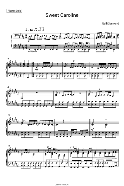 Ноты, аккорды Neil Diamond - Sweet Caroline