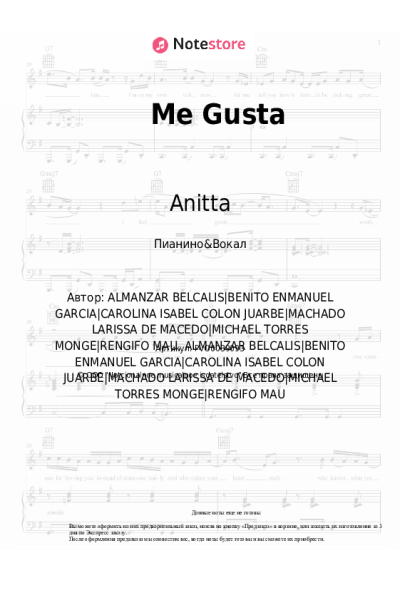 Ноты, аккорды Cardi B, Anitta, Myke Towers - Me Gusta
