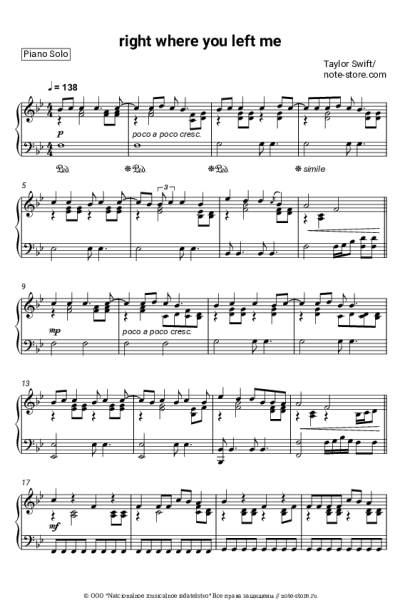 Ноты, аккорды Taylor Swift - right where you left me
