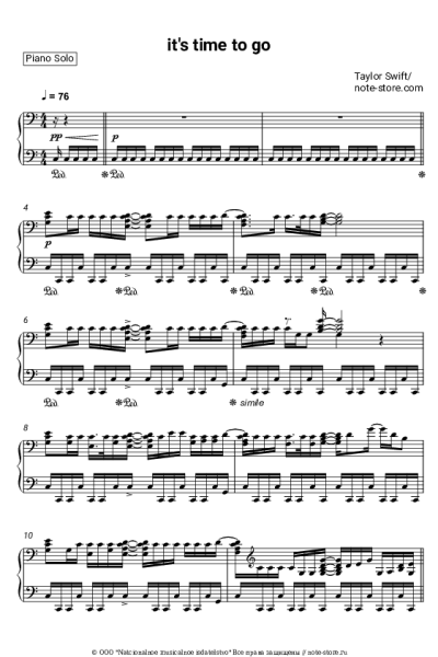 Ноты, аккорды Taylor Swift - it's time to go