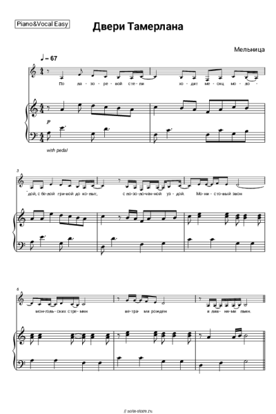 Ноты, аккорды Мельница - Двери Тамерлана