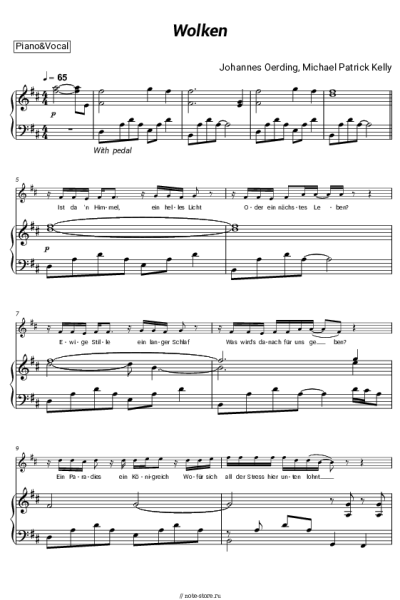 Ноты, аккорды Johannes Oerding, Michael Patrick Kelly - Wolken