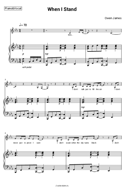 Ноты, аккорды Owen James - When I Stand
