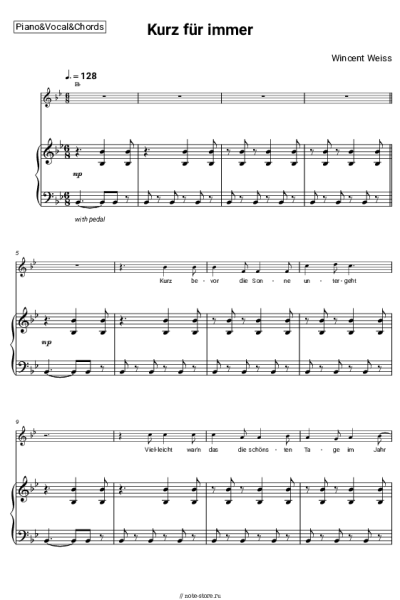 Ноты, аккорды Wincent Weiss - Kurz für immer