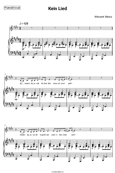 Ноты, аккорды Wincent Weiss - Kein Lied