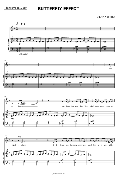 Ноты, аккорды SIENNA SPIRO - BUTTERFLY EFFECT