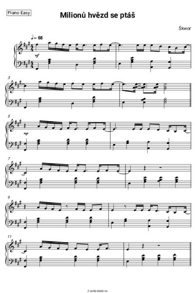 Ноты, аккорды Škwor - Milionů hvězd se ptáš