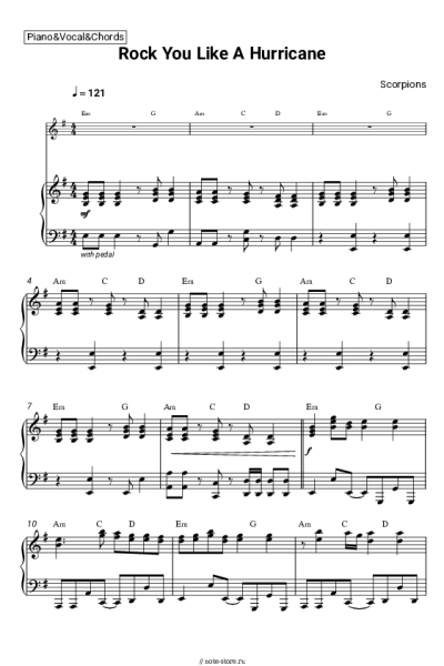 Ноты, аккорды Scorpions - Rock You Like A Hurricane