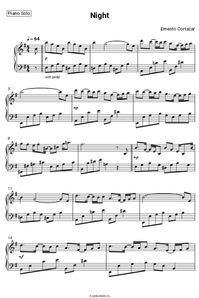 Ноты, аккорды Эрнесто Кортасар - Ночь
