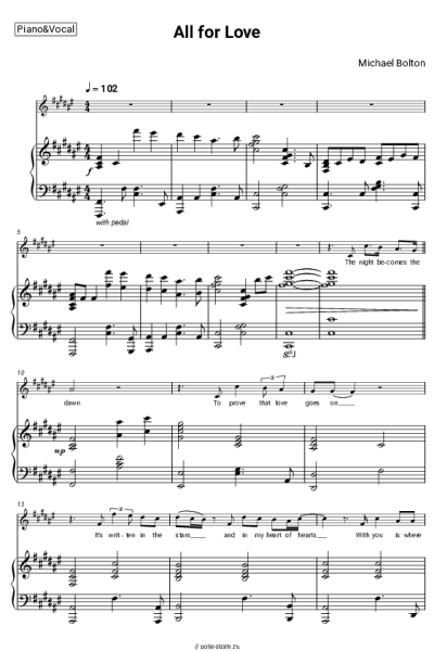 Ноты, аккорды Michael Bolton - All for Love