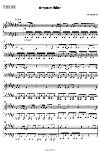 Ноты, аккорды Amaranthe - Amaranthine