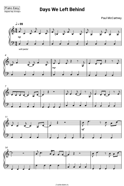 Ноты, аккорды Paul McCartney - Days We Left Behind