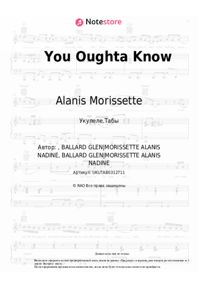 Ноты, аккорды Alanis Morissette - You Oughta Know