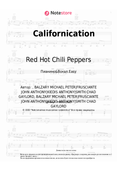 Ноты, аккорды Red Hot Chili Peppers - Californication