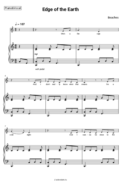 Ноты, аккорды The Beaches - Edge of the Earth