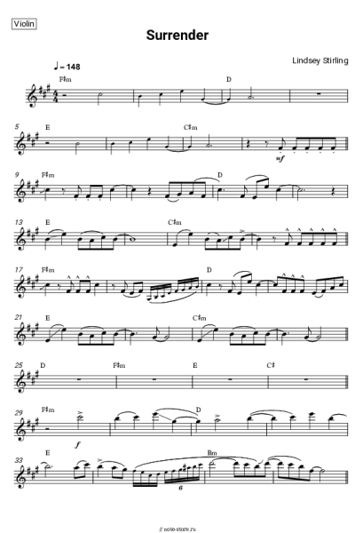 Ноты, аккорды Lindsey Stirling - Surrender