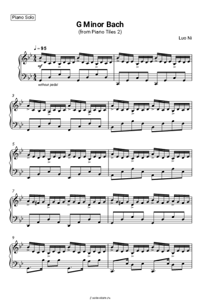 Ноты, аккорды Luo Ni - G Minor Bach (from Piano Tiles 2)