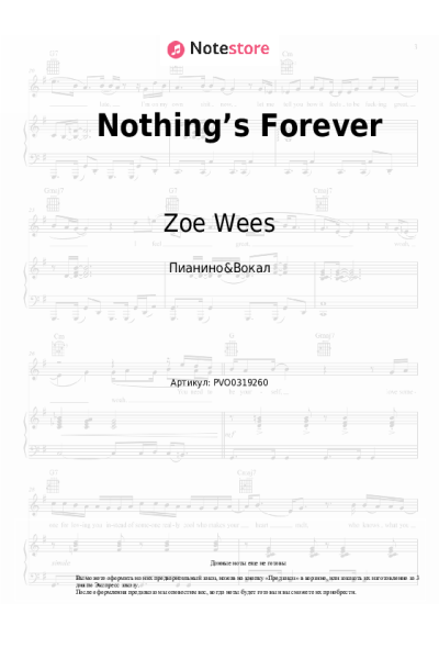 Ноты, аккорды Zoe Wees - Nothing’s Forever