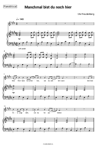 Ноты, аккорды Ute Freudenberg - Manchmal bist du noch hier