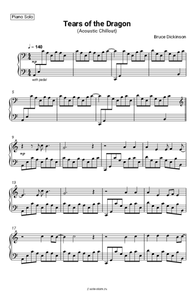 Ноты, аккорды Bruce Dickinson - Tears of the Dragon (Acoustic Chillout)
