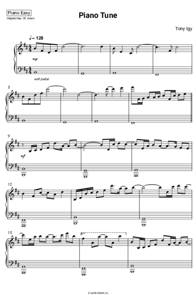 Ноты, аккорды Tony Igy - Piano Tune