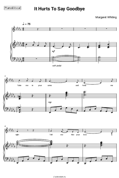 Ноты, аккорды Margaret Whiting - It Hurts to Say Goodbye