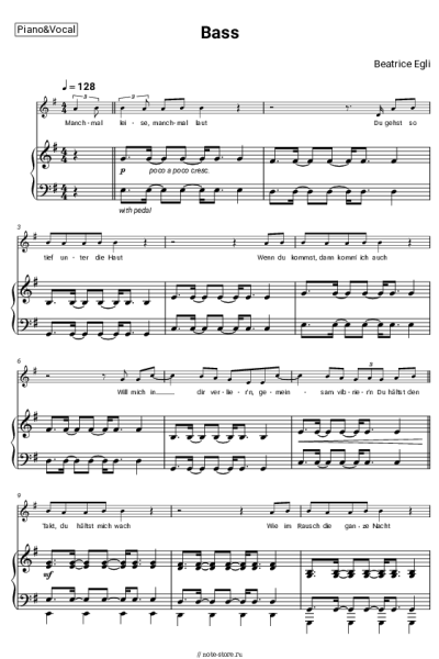 Ноты, аккорды Beatrice Egli - Bass