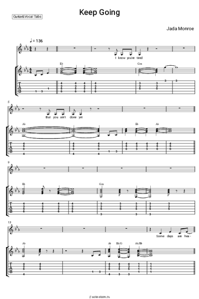 Ноты, аккорды Jada Monroe - Keep Going