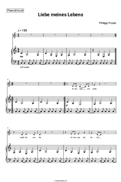 Ноты, аккорды Philipp Poisel - Liebe meines Lebens