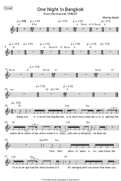undefined Murray Head - One Night In Bangkok (from the musical 'CHESS')