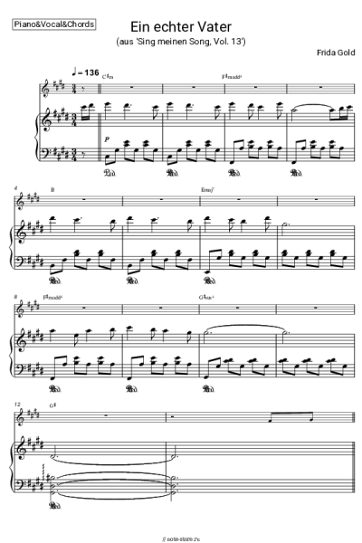 Ноты, аккорды Frida Gold - Ein echter Vater (Italiano Vero) (aus 'Sing meinen Song, Vol. 13')
