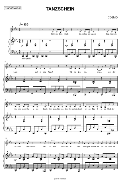Ноты, аккорды COSMÓ - TANZSCHEIN