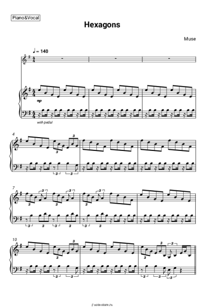 Ноты, аккорды Muse - Hexagons
