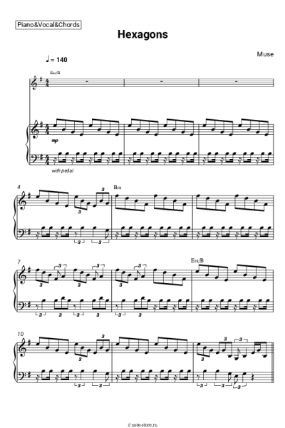 Ноты, аккорды Muse - Hexagons