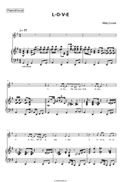 Ноты, аккорды Mary Lowe - L-O-V-E