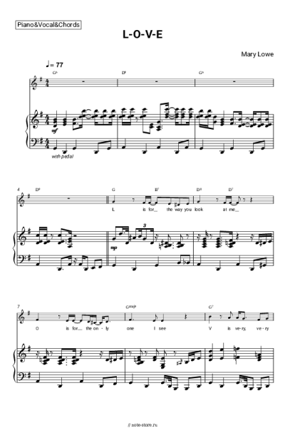 Ноты, аккорды Mary Lowe - L-O-V-E