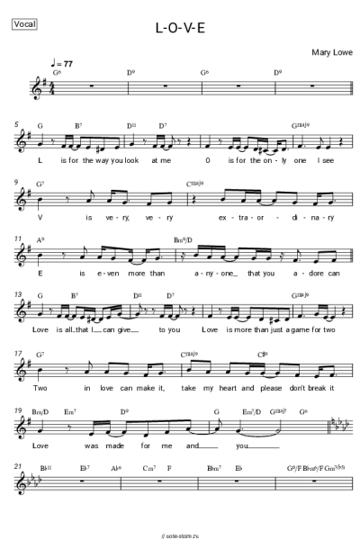 Ноты, аккорды Mary Lowe - L-O-V-E