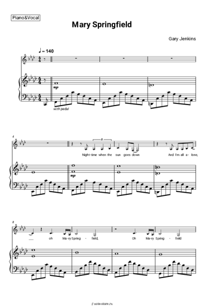 Ноты, аккорды Gary Jenkins - Mary Springfield