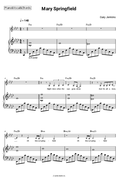 Ноты, аккорды Gary Jenkins - Mary Springfield