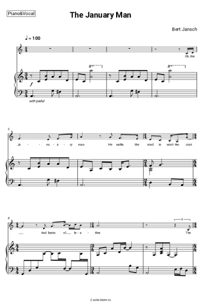Ноты, аккорды Bert Jansch - The January Man