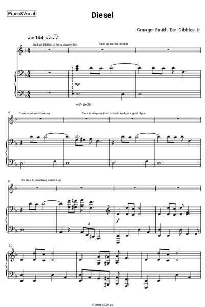 Ноты, аккорды Granger Smith, Earl Dibbles Jr. - Diesel