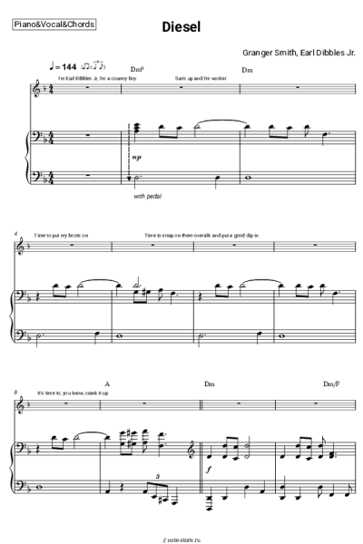 Ноты, аккорды Granger Smith, Earl Dibbles Jr. - Diesel
