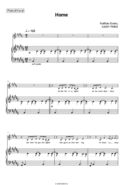 Ноты, аккорды Nathan Evans, Saint PHNX - Home