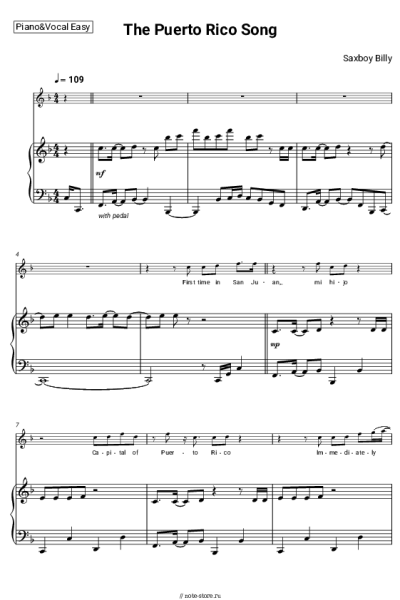 Ноты, аккорды Saxboy Billy - The Puerto Rico Song