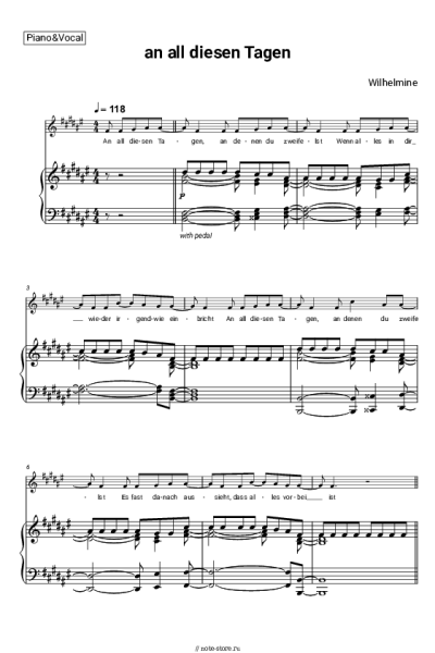 Ноты, аккорды Wilhelmine - an all diesen tagen