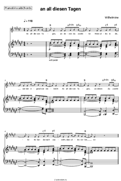 Ноты, аккорды Wilhelmine - an all diesen tagen