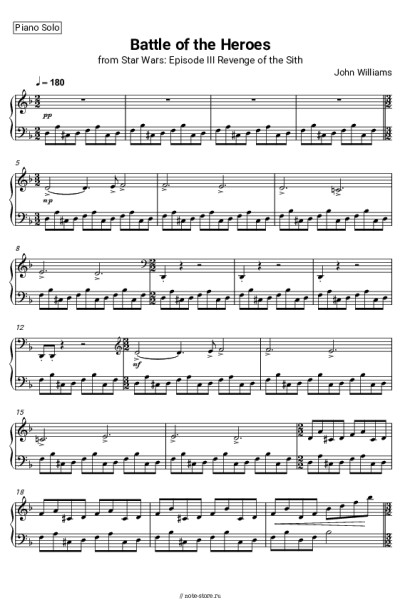 Ноты, аккорды John Williams - Battle of the Heroes